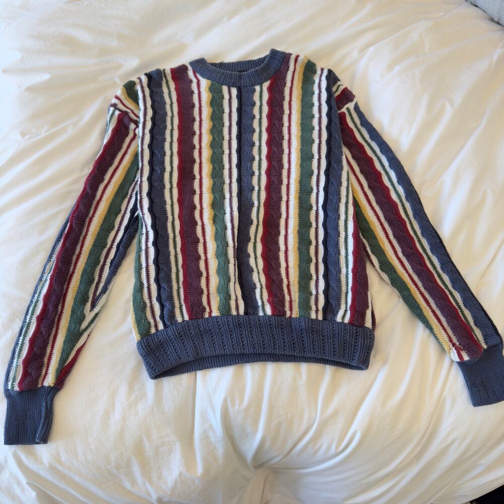 Vintage 90s Structure Coogi Style Funky Crewneck Pullover Sweater Men's M - Picture 3 of 5